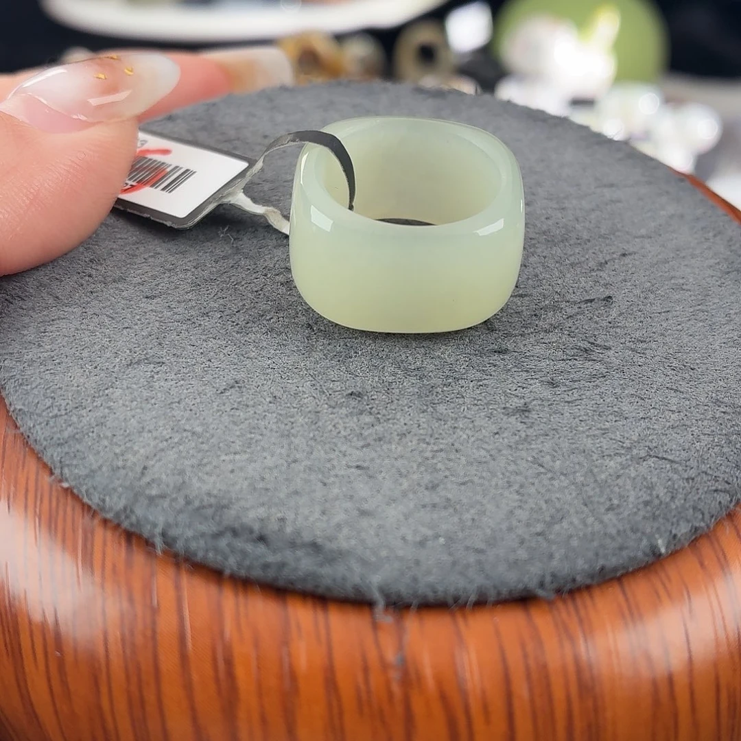 和田玉未镶嵌戒指S57浅晴方胖16.2