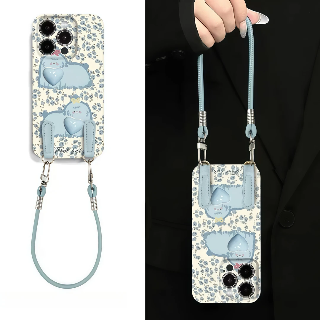 蓝翠花狗狗挂绳适用苹果16promax菲林手机壳华为oppovivo小米15
