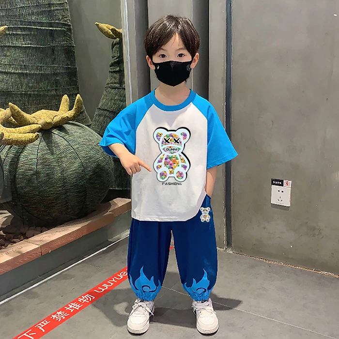 男童夏装套装短袖短裤2025新款洋气时尚薄款帅气男孩儿童网红衣服