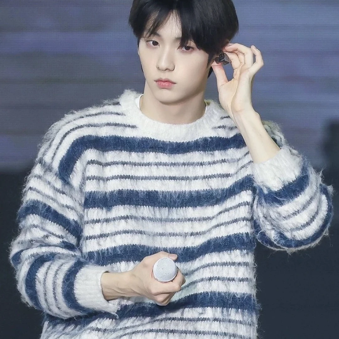 2025春秋新款明星同款圆领条纹羊毛针织开衫女宽松百搭长袖毛衣