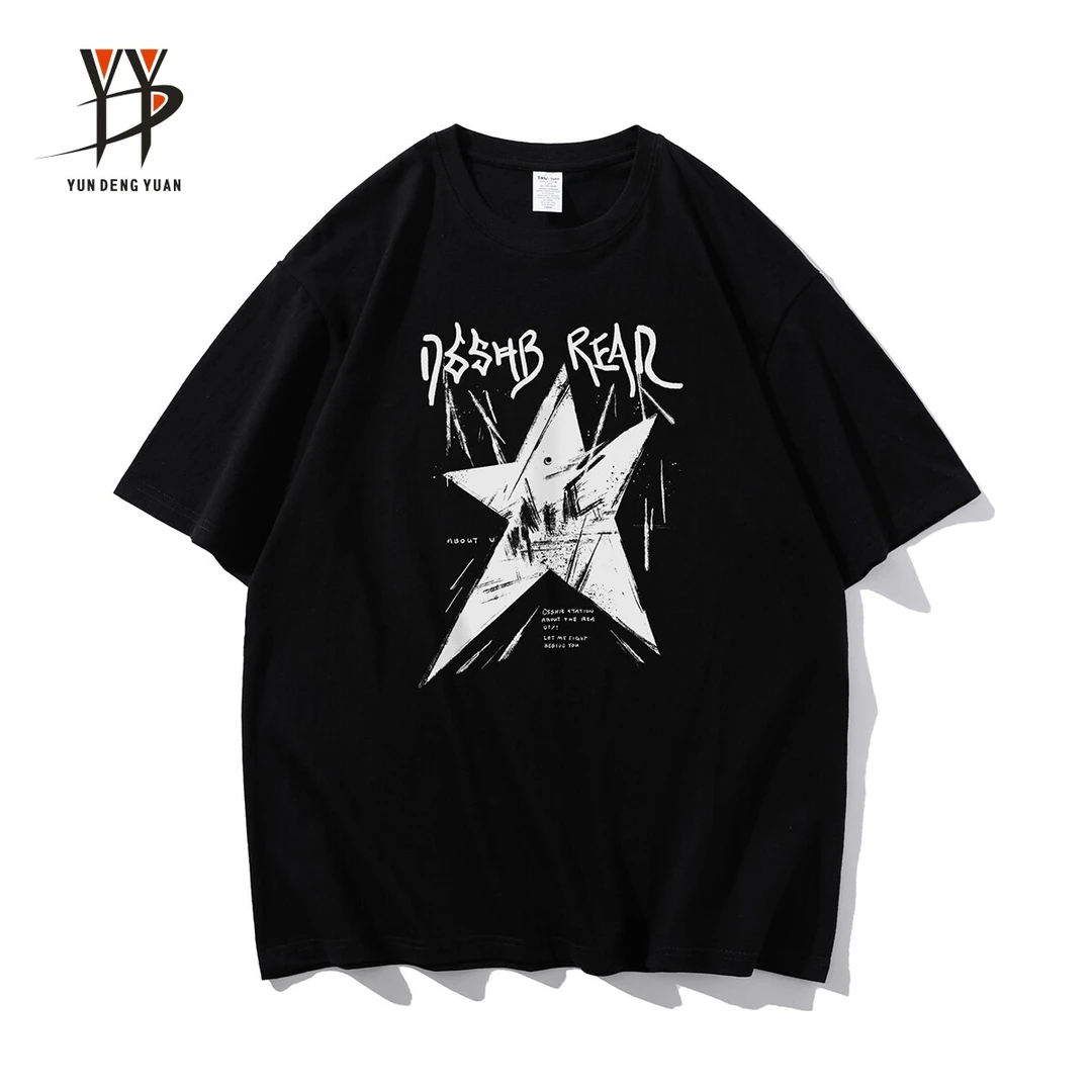 YDY-25夏季圆领短袖纯棉T恤透气印花百搭休闲ins半袖上衣DT3201