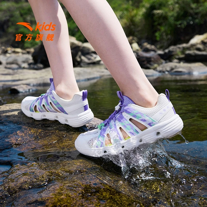 安踏儿童女小童大童框子鞋夏季新款透气防滑耐磨儿童时尚软底凉鞋