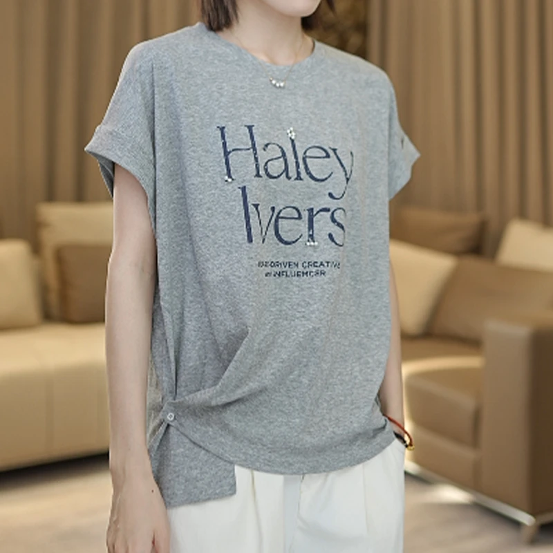 [竹节棉]87208夏季新款字母女装T恤