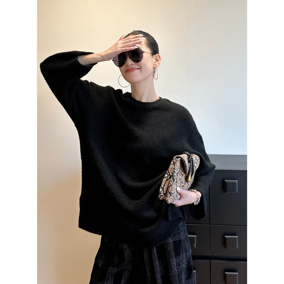 紫紫    悦已毛衣  混纺黑标云朵糯感极简毛衣ZD08SZYL687