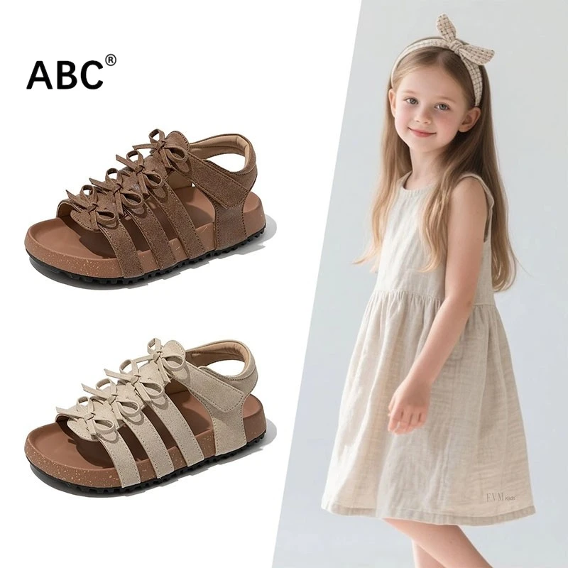 ABC女童鞋子儿童公主勃肯凉鞋2025新款夏季超火女孩软底宝宝凉鞋