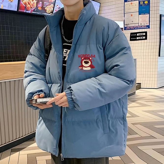 保暖假两件连帽棉衣男情侣棉服港风立领防水本布下摆