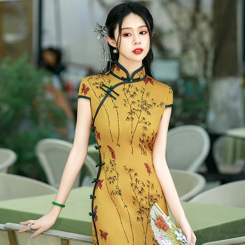 新中式旗袍日常可穿2025夏季老上海改良裙子高端复古素雅国风礼服
