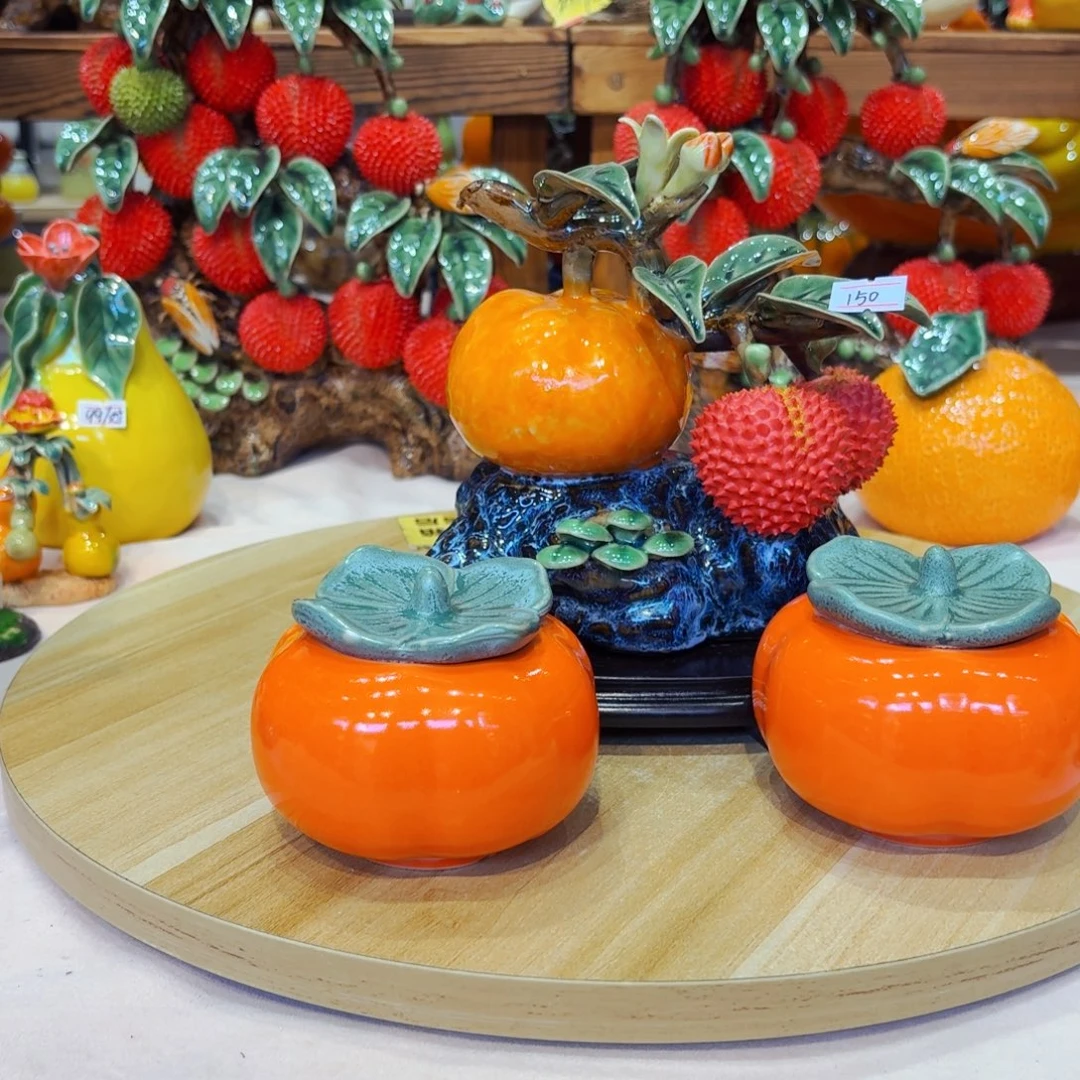 陶瓷橘子荔枝摆件