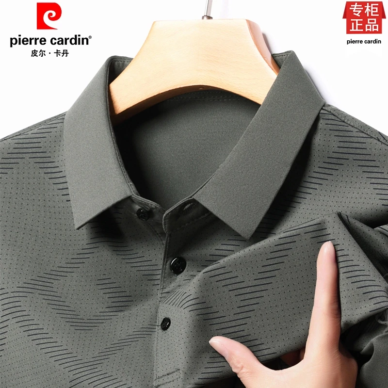 皮尔卡丹爸爸款短袖T恤中老年男装polo衫男士短袖上衣爸爸款翻领T