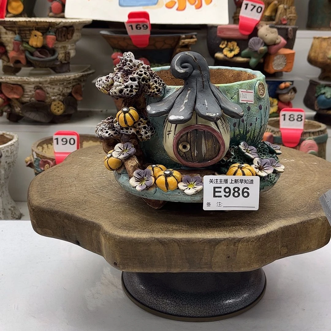 花盆986白狐花盆手捏