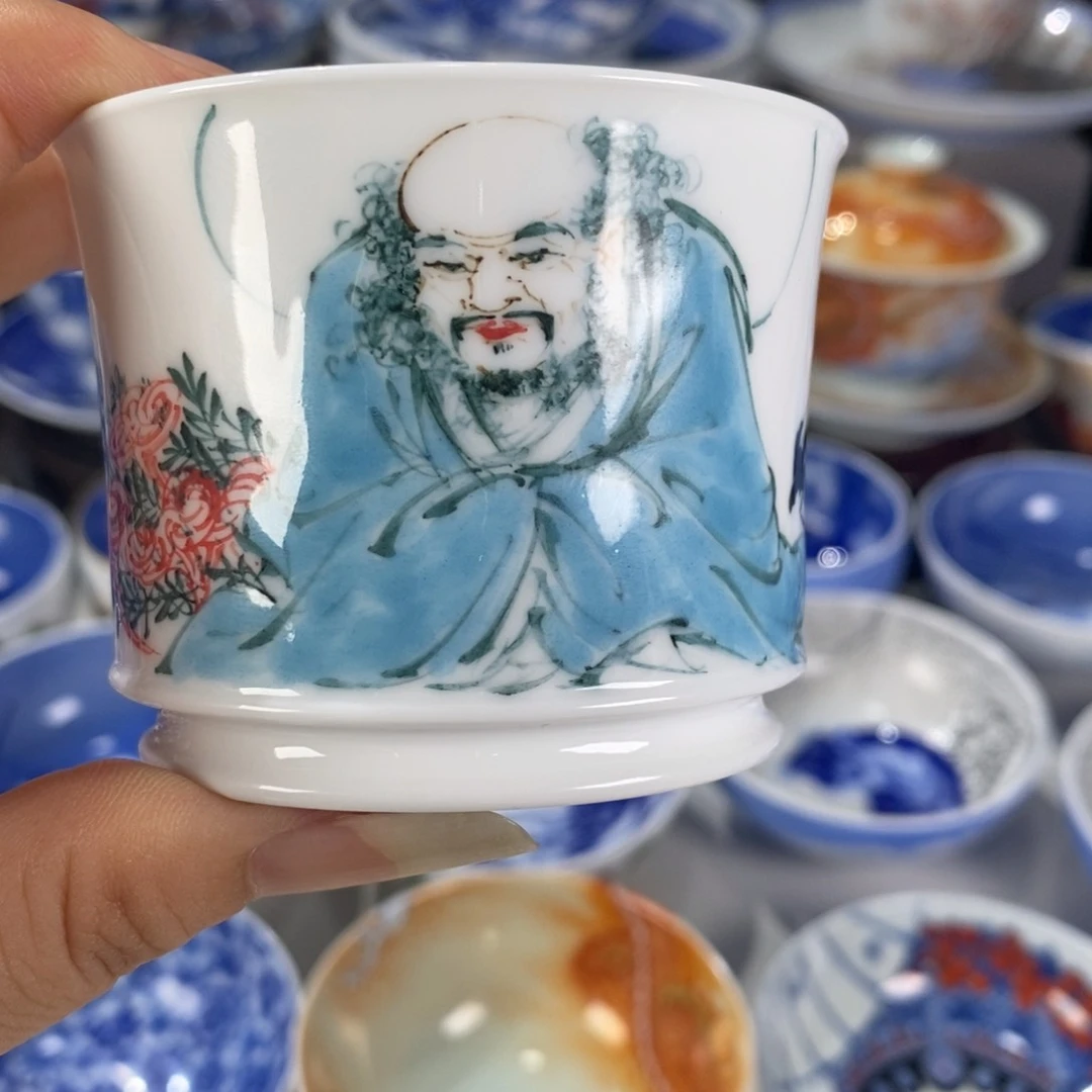 青花人物主人杯杯杯
