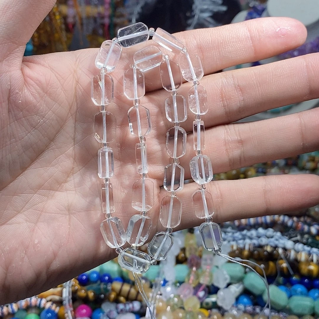 石英质玉未镶嵌，高透天然白水晶无事牌8×12mm，
