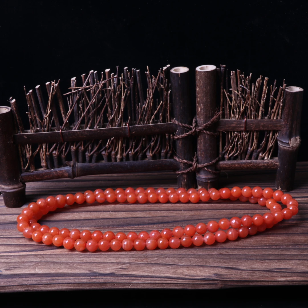 【石语珠宝】高品精美南红玛瑙8mm左右圆珠多圈项链一条n808