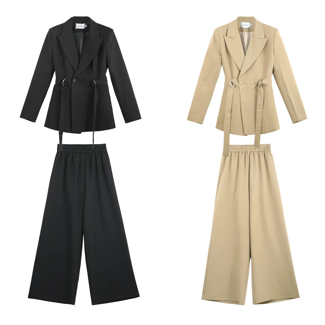 秋季高级感长袖西装外套休闲裤时尚休闲洋气套装HBZX621296