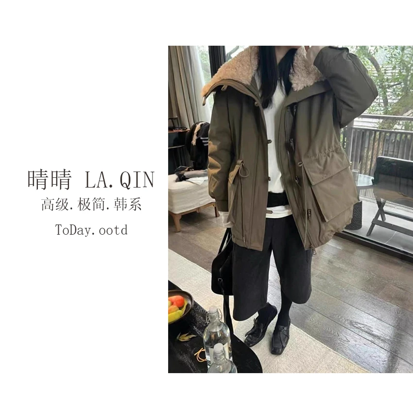 晴晴家 -【小山玲月】韩系冬季百搭休闲纯色大口袋棉服外套4136