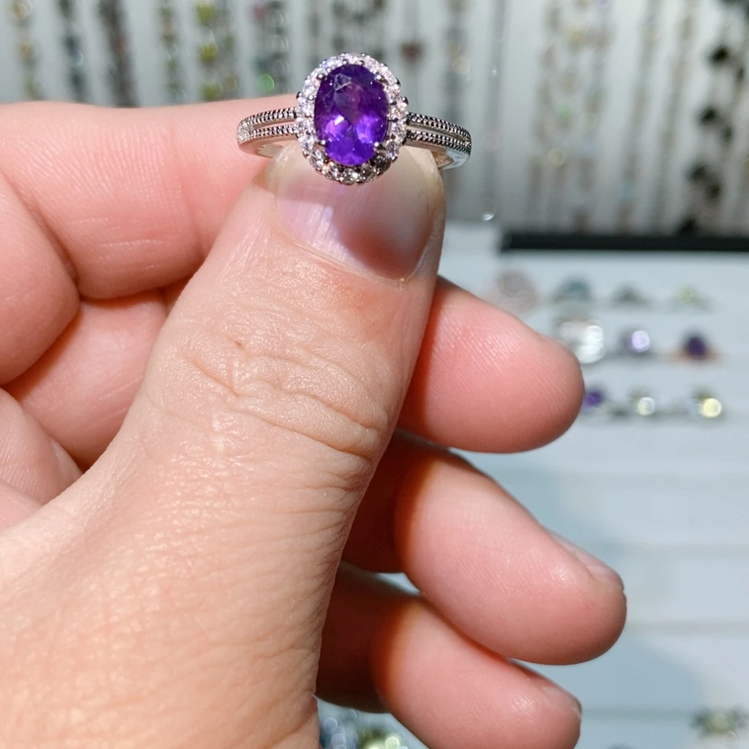 绿水晶戒指银S925镶嵌