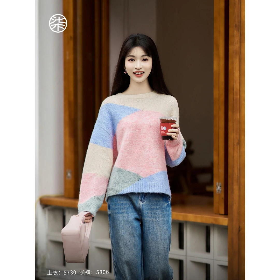 【柒量一裁】5730小个子羊毛混纺柔暖毛衣女慵懒版针织上衣可外穿冬