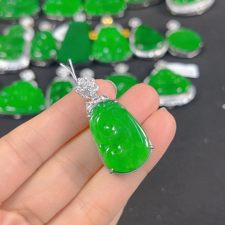 翡翠银S925镶嵌吊坠(不含链)