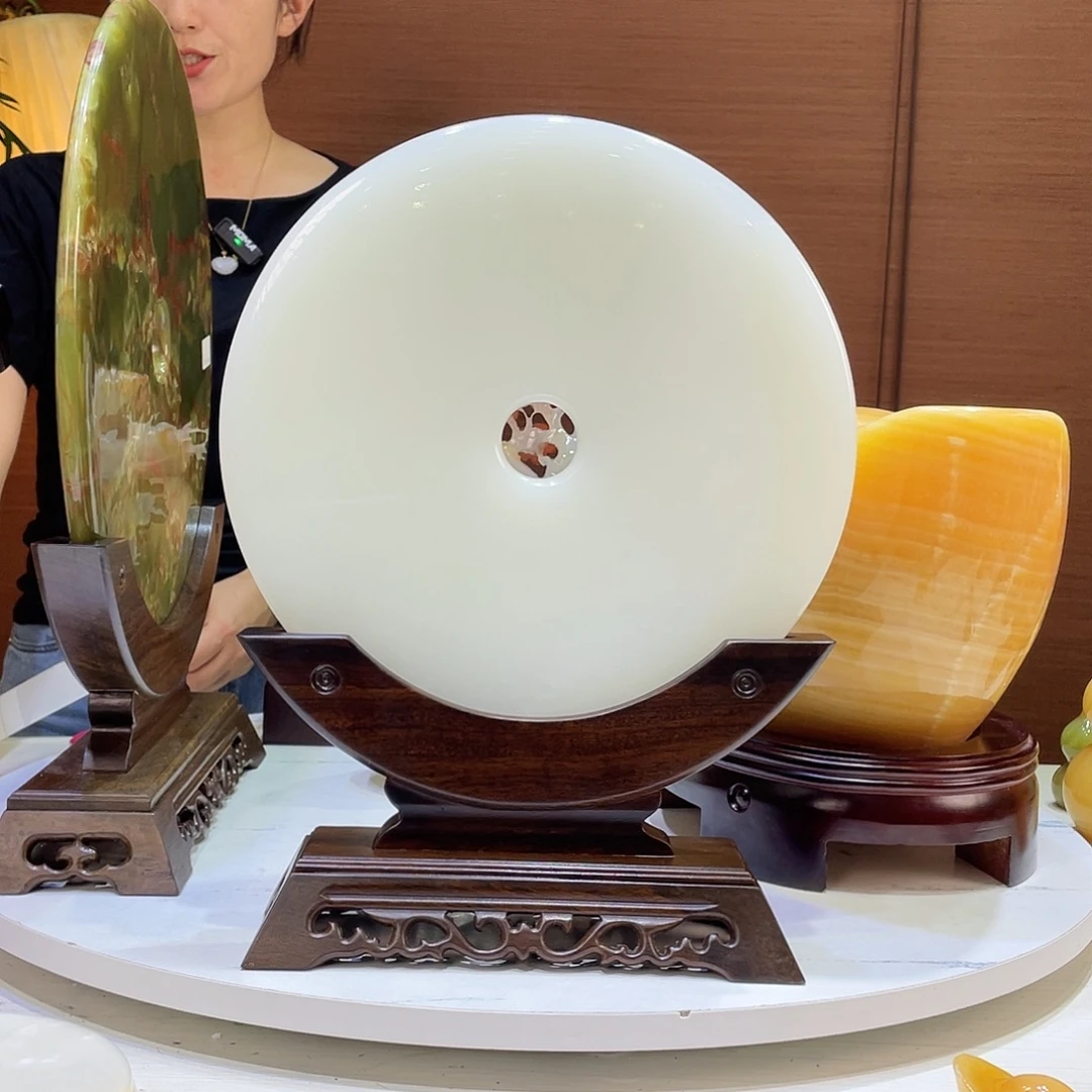玉平安扣精品天然玉石摆件