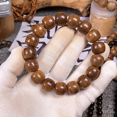 檀香木手串/手链龘*老山檀香黑肉虎纹13/14老型珠沉水