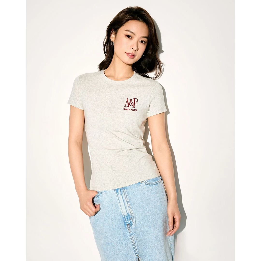 合并AF女装25夏季新款美式LOGO多色修身圆领短袖T恤KI157-5039