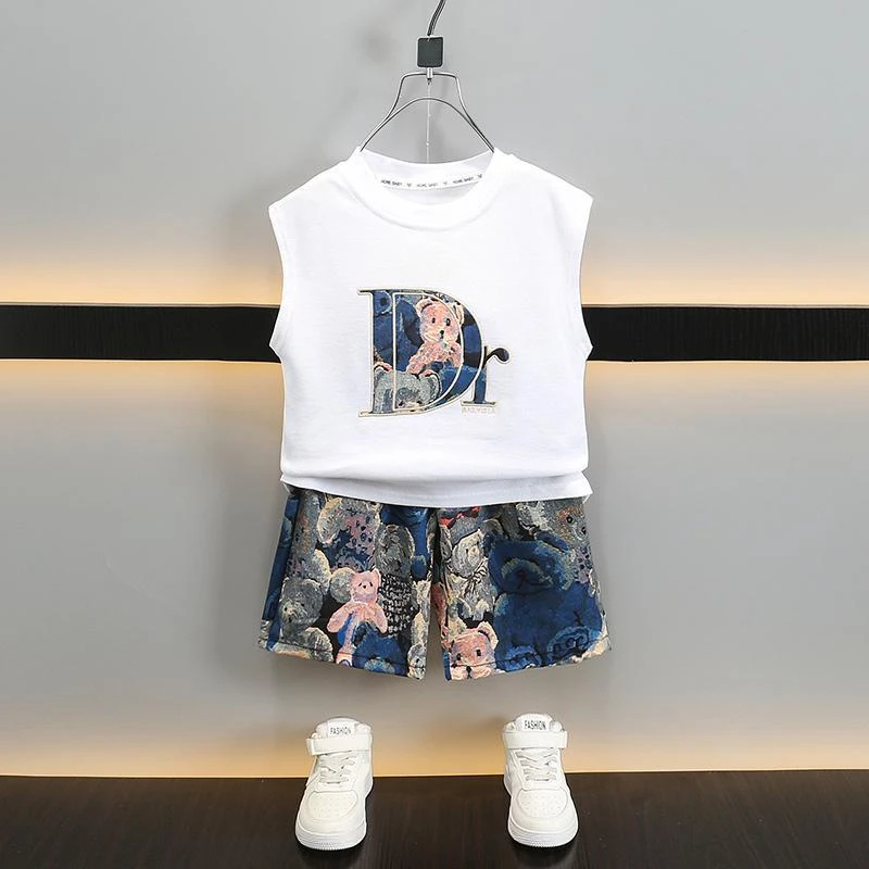 护肚小童外穿白色儿童洋气薄款T恤内穿贴身2024新款3岁冰丝两件套