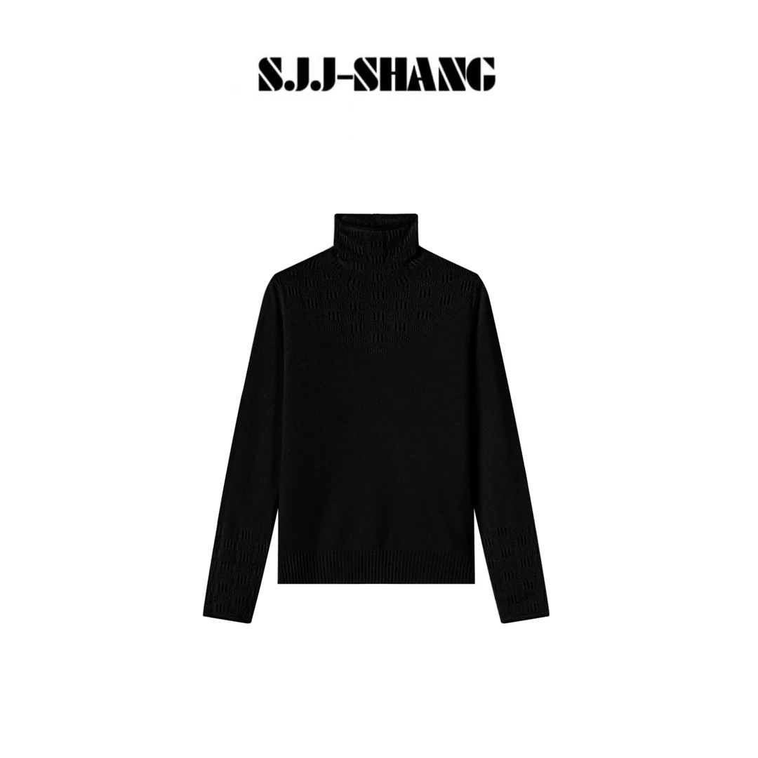 SJJ-SHANG【落花堆堆领】澳洲100羊毛钩花镂空保暖针织毛衫q136584p