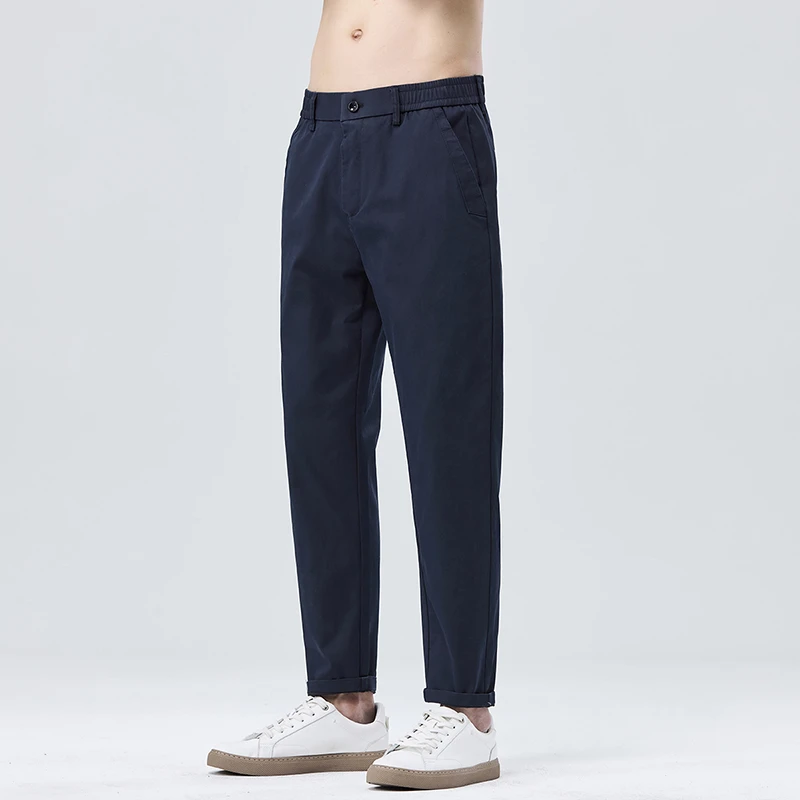 春夏季新款男士休闲裤男薄款弹力舒适宽松时尚修身直筒九分裤