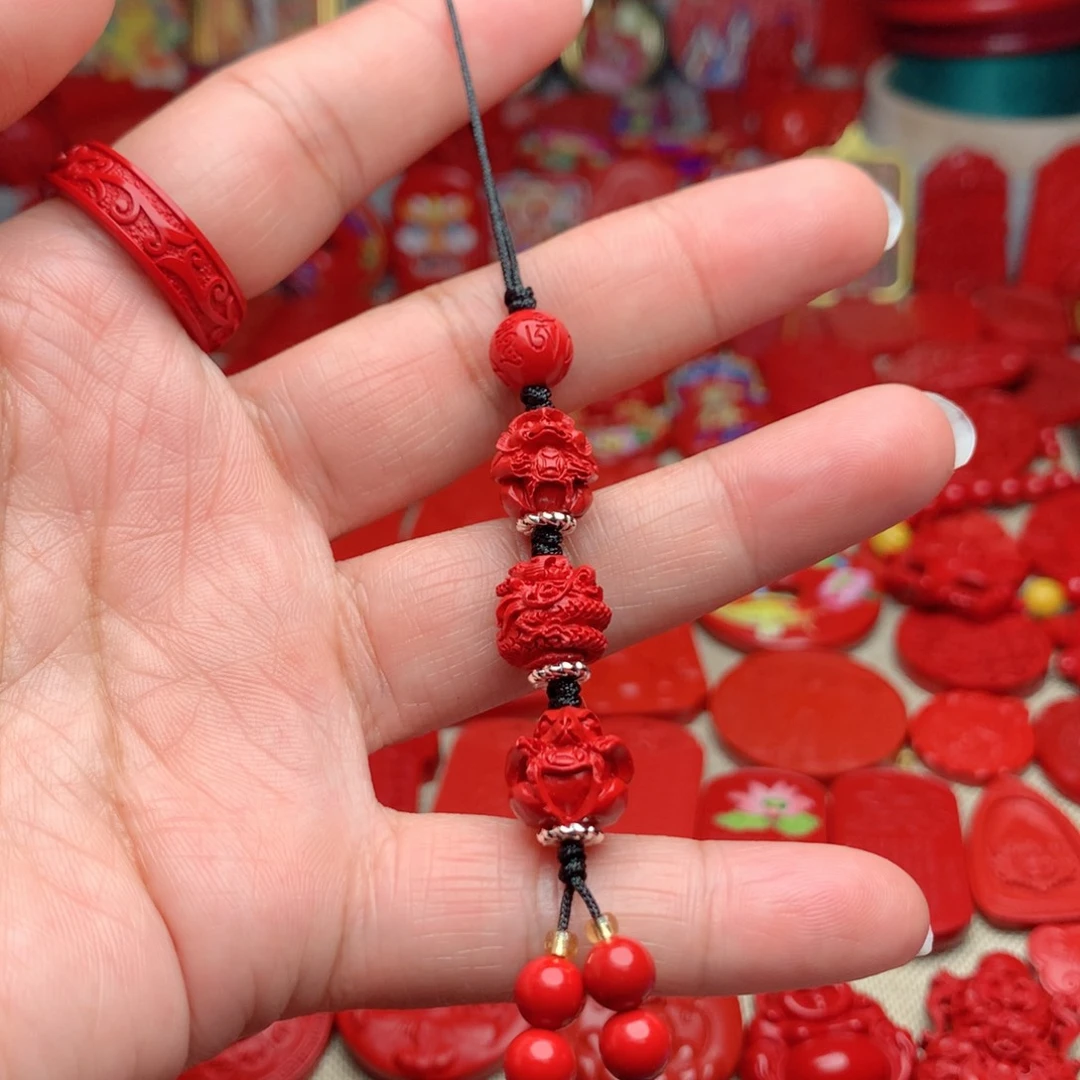 天然辰砂工艺品朱砂手机坠
