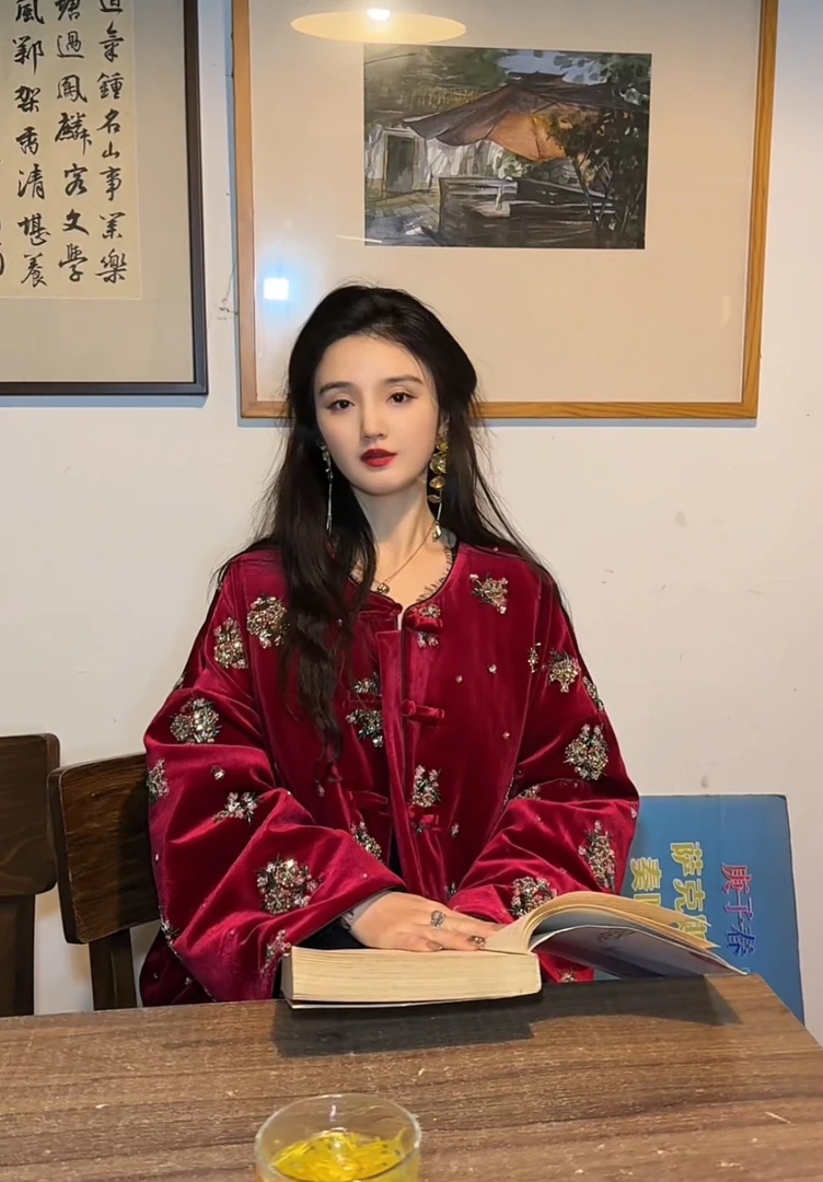 月畔湾【红春花】冬款新中式棉衣高定气质棉袄外套禅意保暖棉服