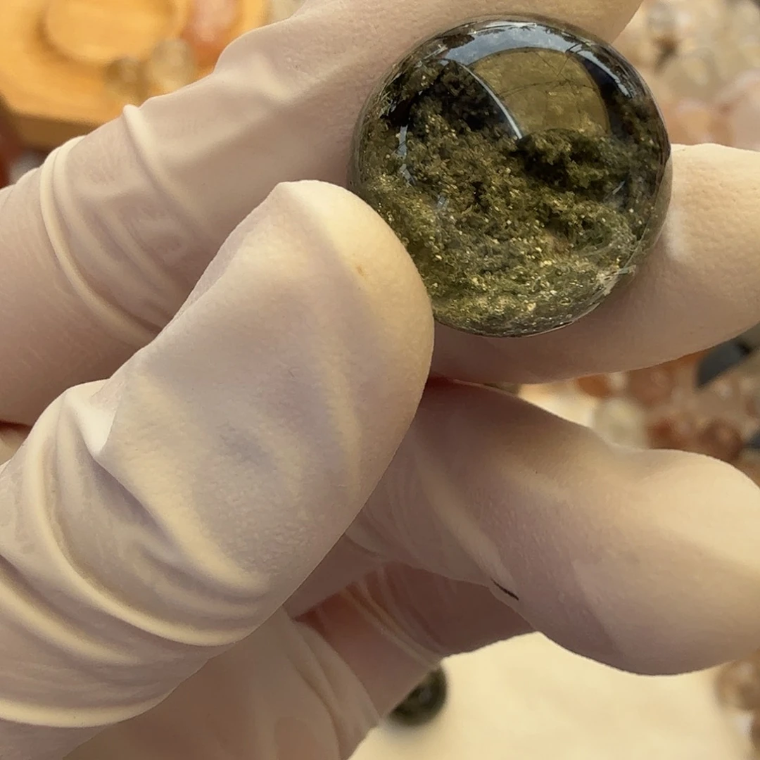 *****水晶珠宝半成品未镶嵌绿幽灵18mm定制不退换