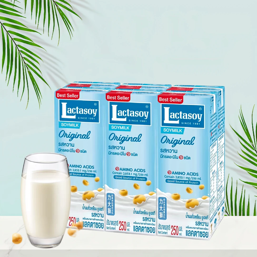 泰国精选特产食品力大狮全脂蛋白质豆奶原味豆浆整板6瓶发营养