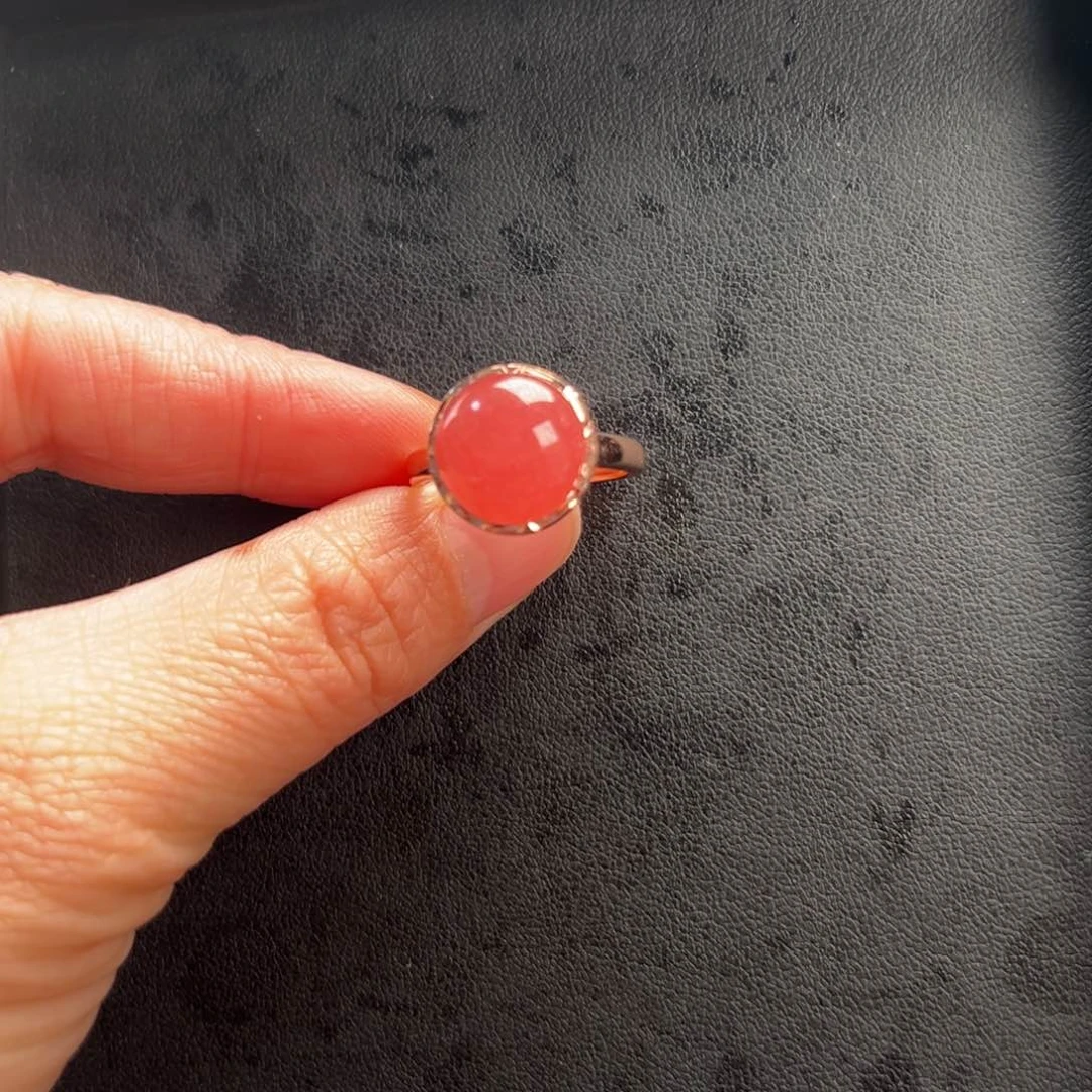 菱锰矿（红纹石）银S925镶嵌戒指c**d