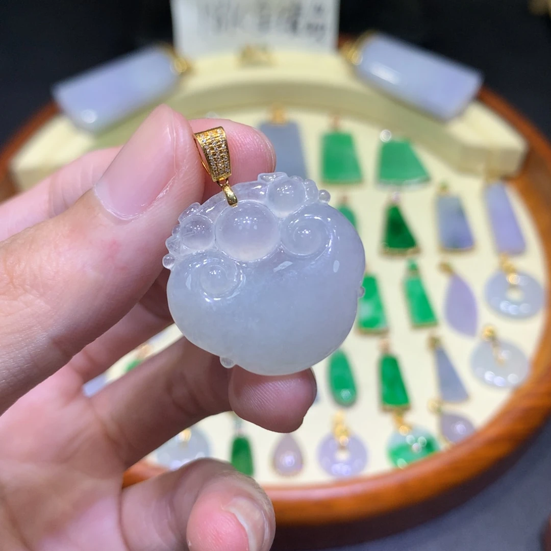 翡翠18K金镶嵌吊坠(不含链)