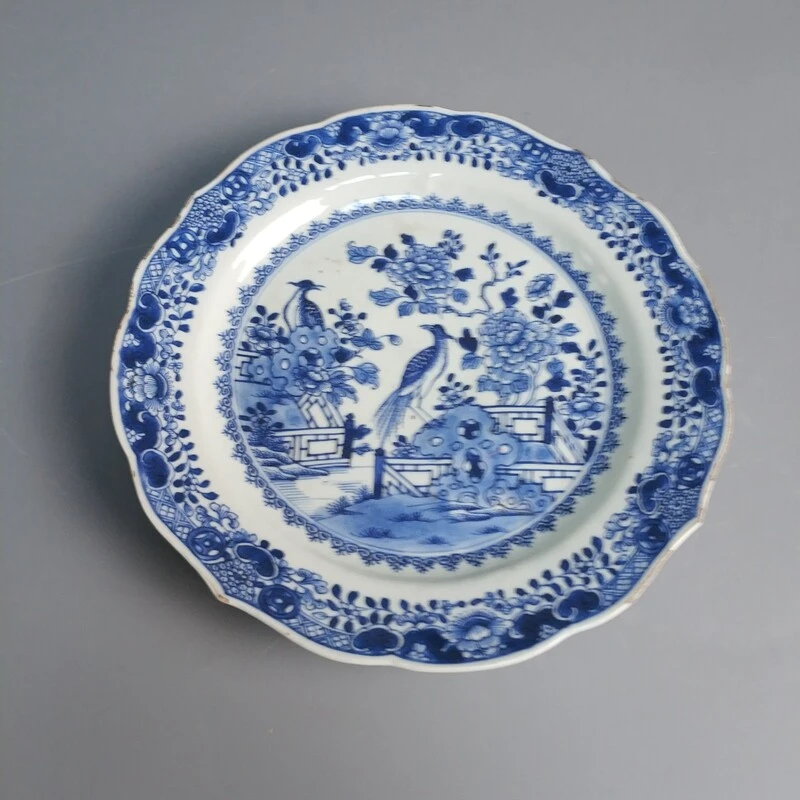 清康熙 青花锦鸡牡丹纹赏盘-M25KZ002896