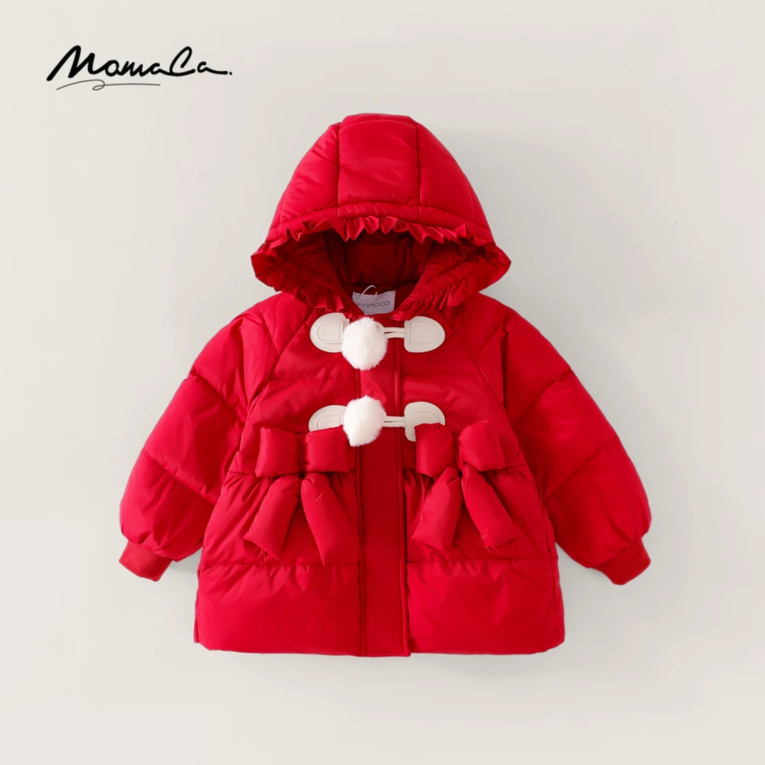 MOMOCO女童冬季90白鸭绒外套洋气保暖蝴蝶结羽绒服75830102063