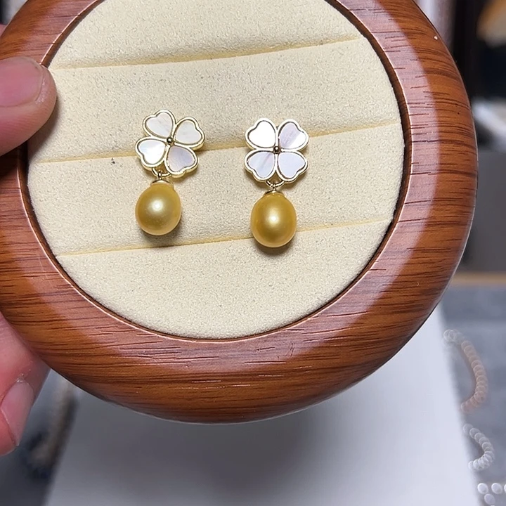 银S925镶嵌耳饰淡水珍珠