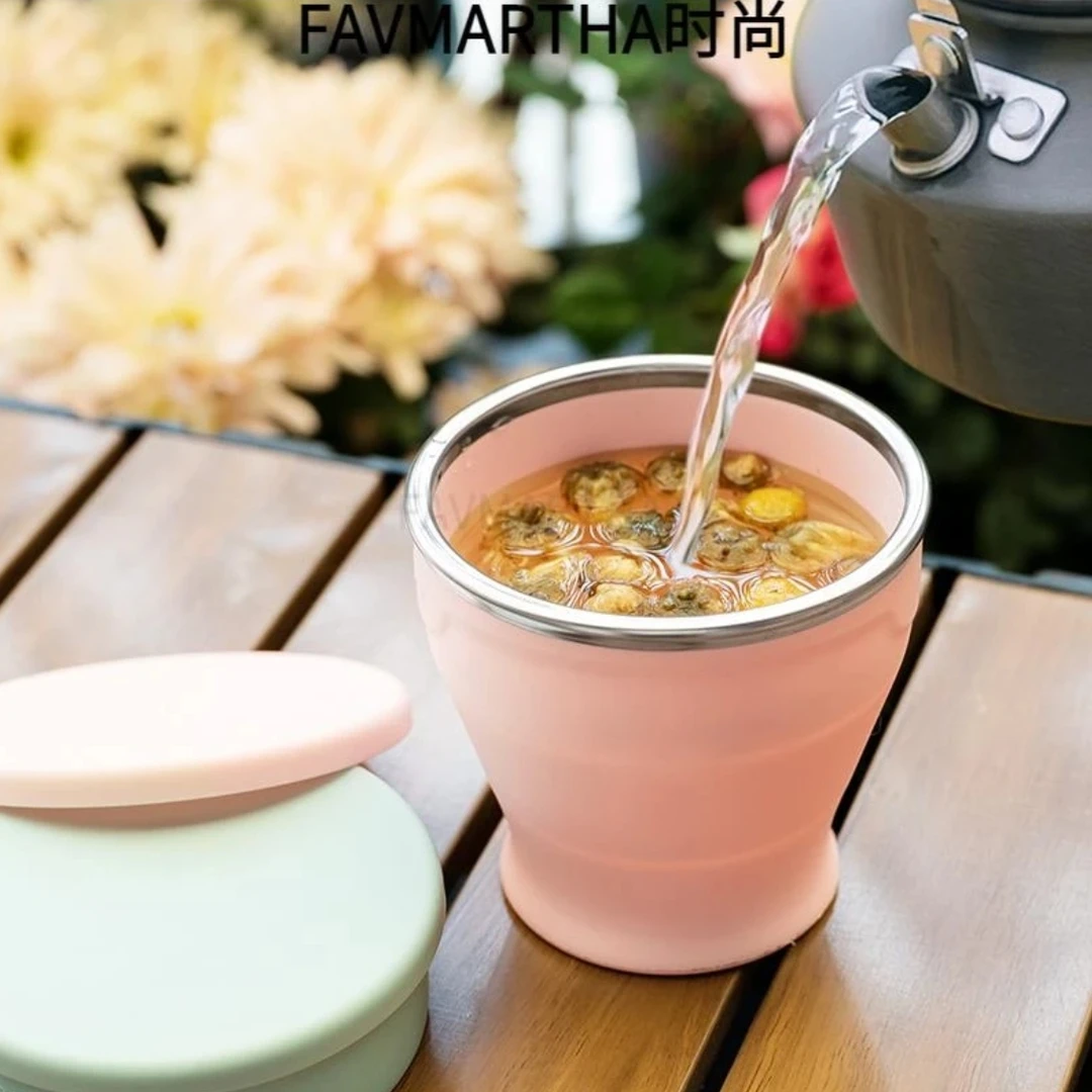 荞芬便携式可折叠硅胶水杯户外便携式大容量耐高温杯迷你旅行杯