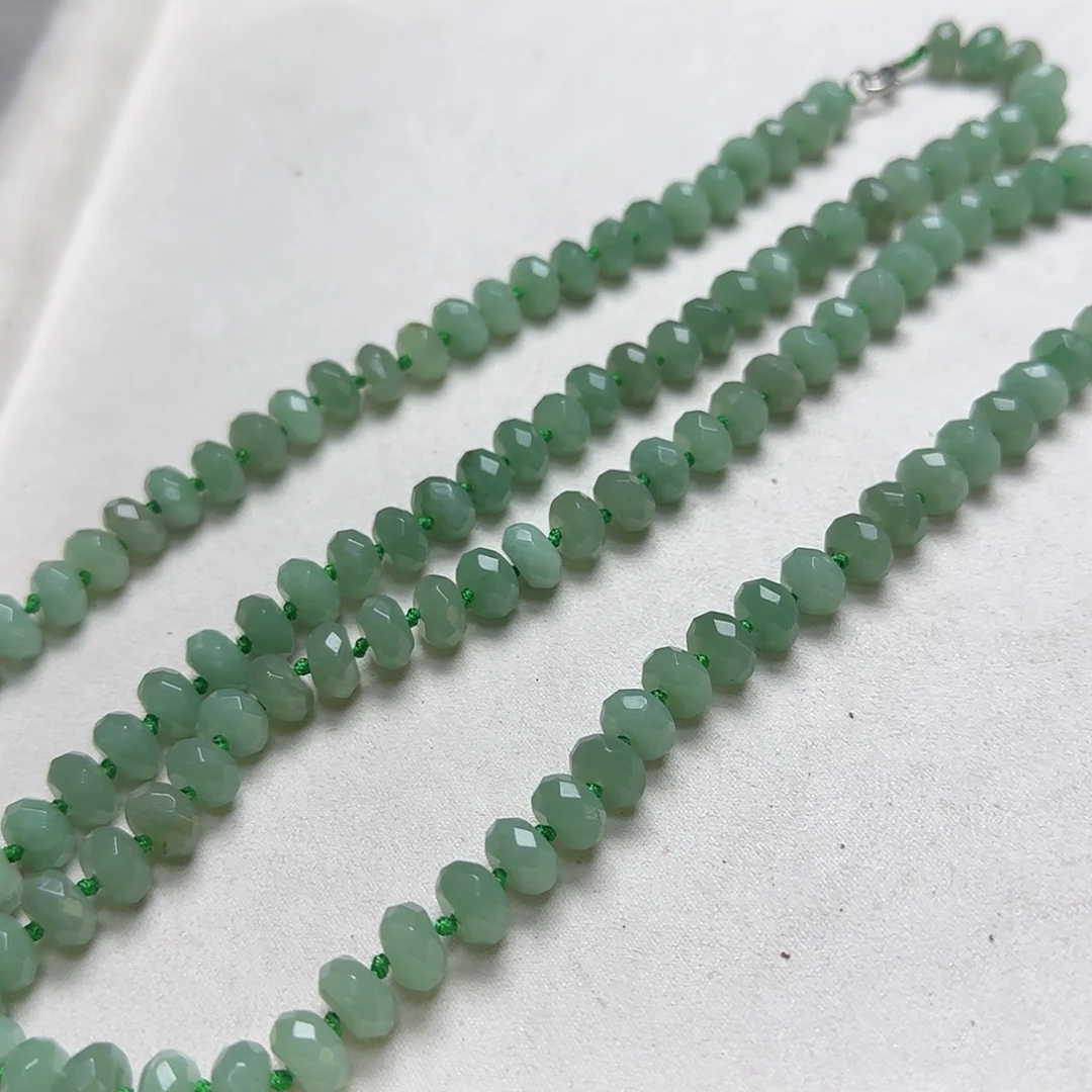 玛瑙/玉髓合金珠宝半成品东陵玉项链一条切面算盘