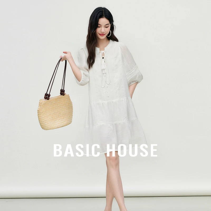 Basic House/百家好夏季新款法式浪漫欧若风长裙-B0625B5CZT2