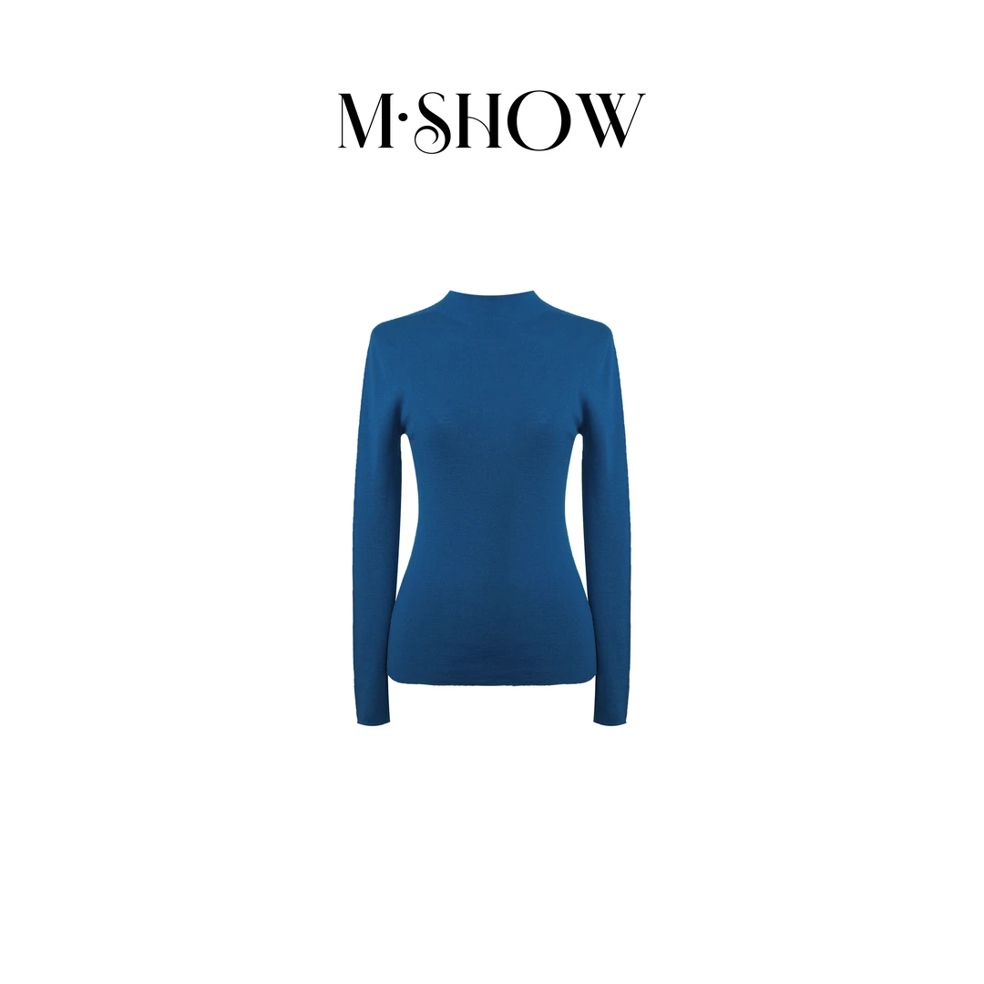 【墨秀毛衫】100%超细精纺绵羊毛扬子纱2股60支半高领长袖毛衫618M