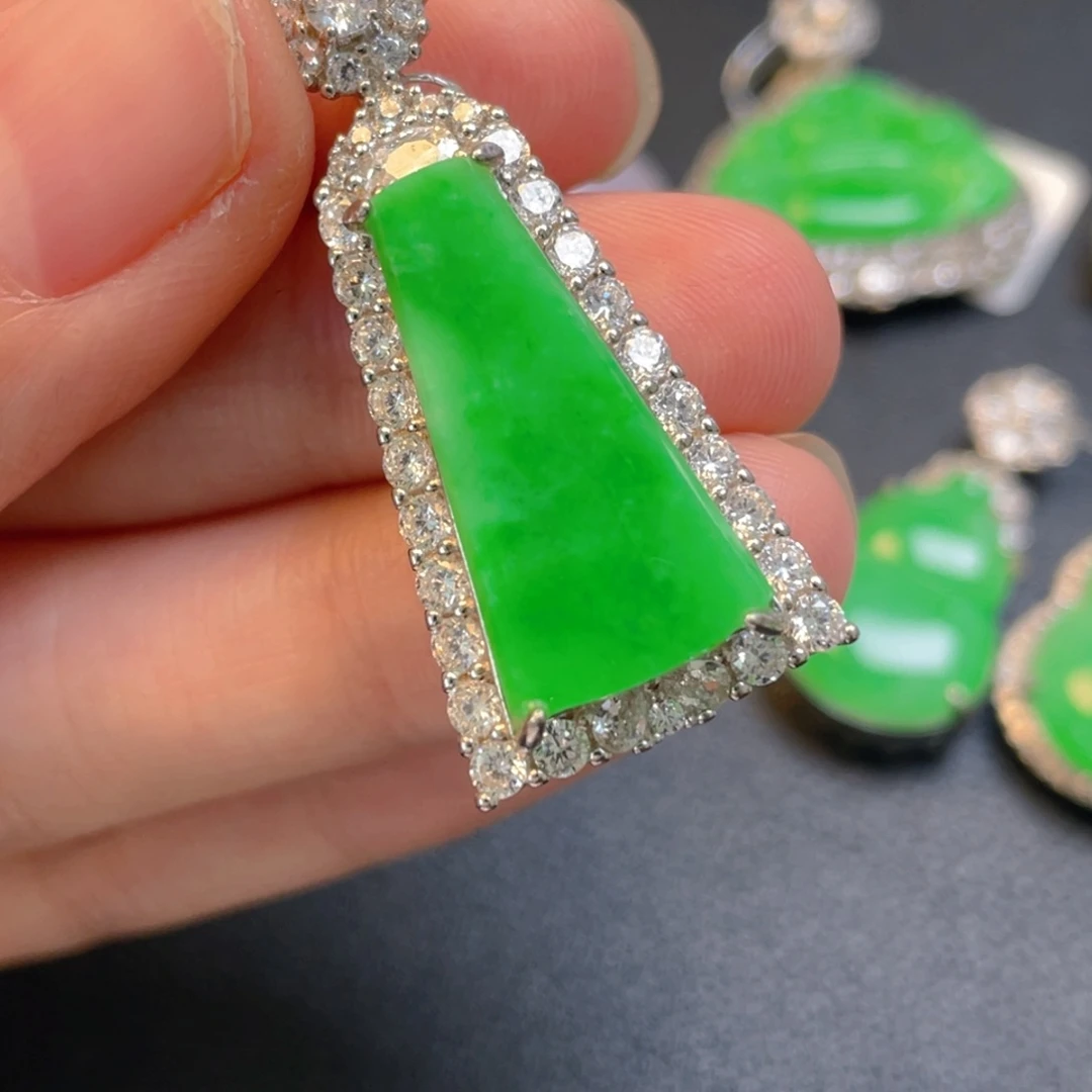 翡翠银S925镶嵌吊坠(不含链)