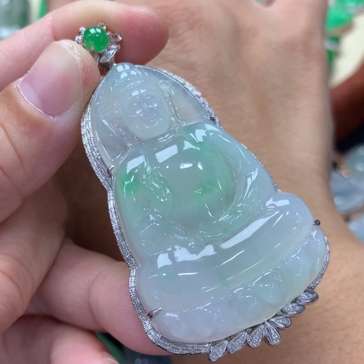 翡翠18K金镶嵌吊坠(不含链)