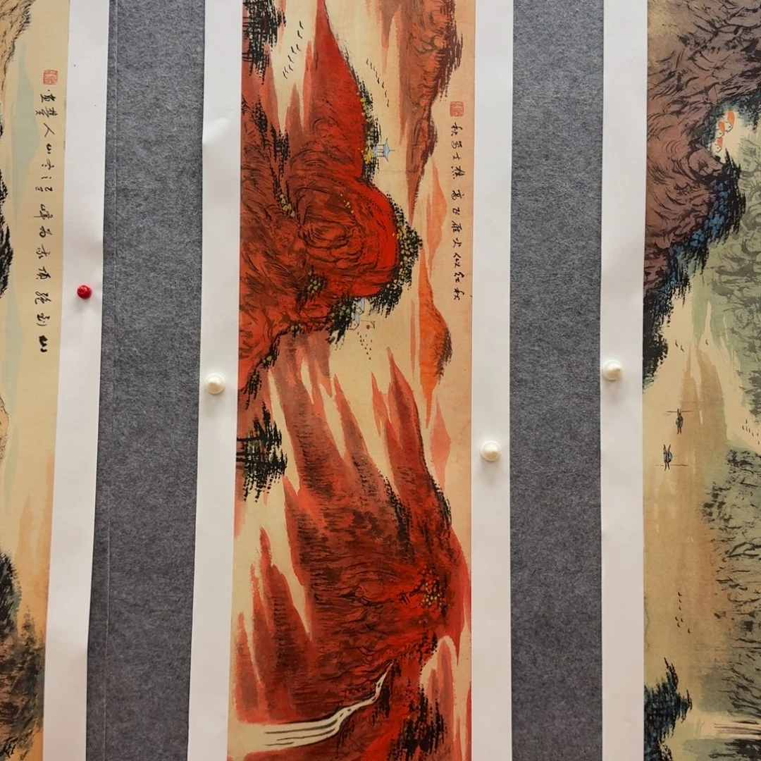 国画刘儒樵四尺对开山水