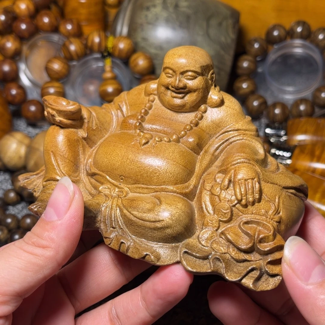 金丝楠弥勒摆件小叶