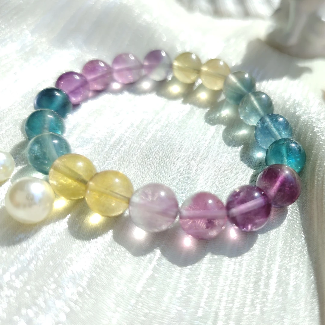 天然萤石优雅古风七夕小清新多色渐变手链