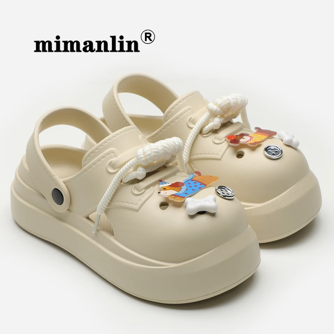 米曼琳厚底洞洞鞋女可爱夏季防滑外穿厚底eva包头踩屎感凉拖鞋子