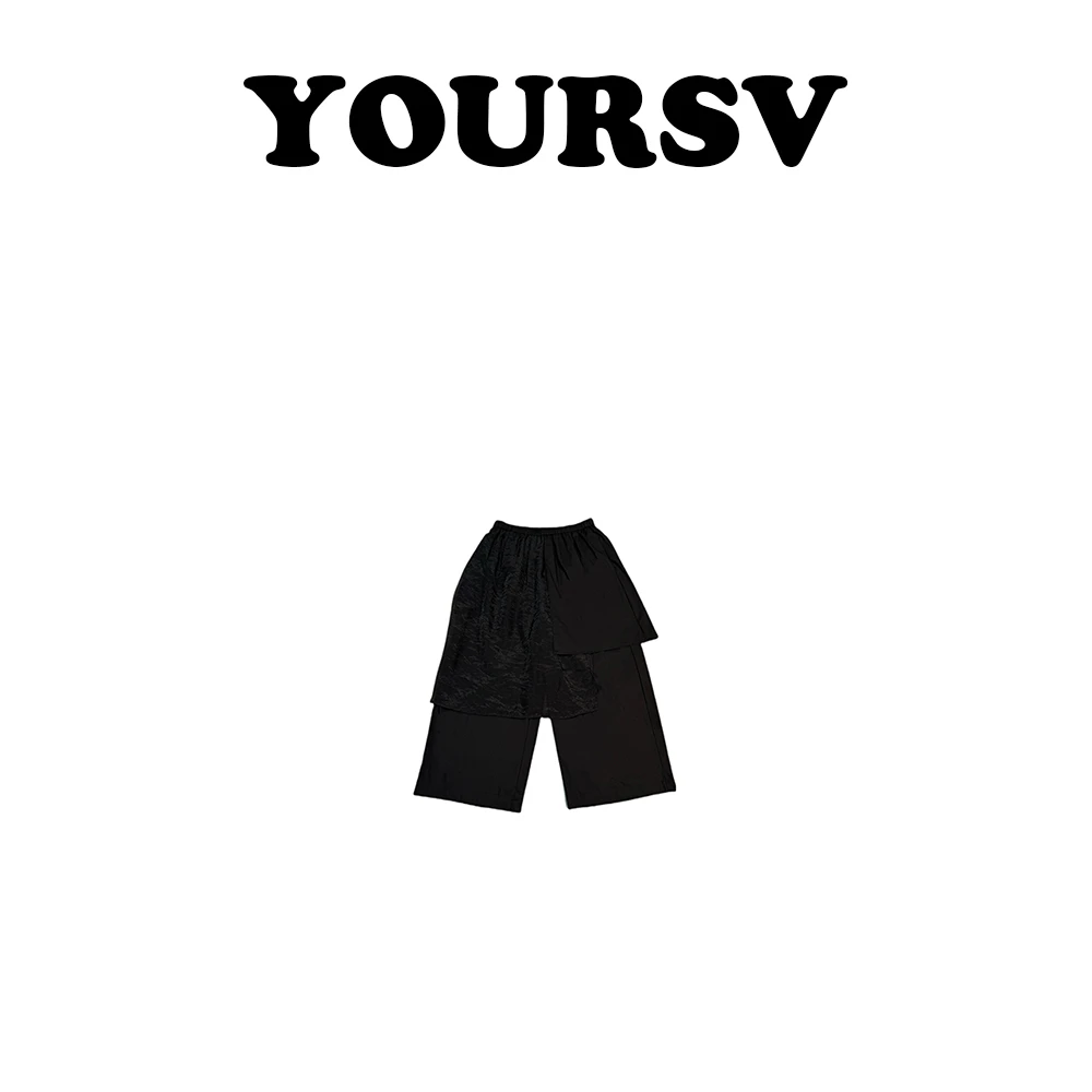【YOURSV】「慢调巴黎」夏季时尚通勤休闲裤设计师款潮流拼接屁帘裤子