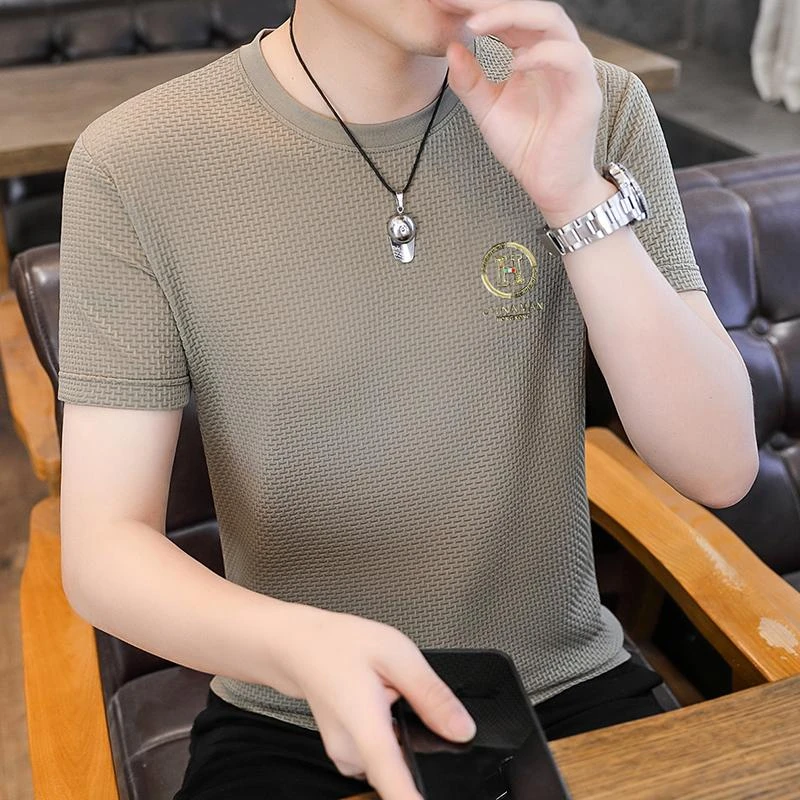 t恤上衣男士男装夏季半袖圆领时尚百搭透气薄款宽松修身韩版短袖