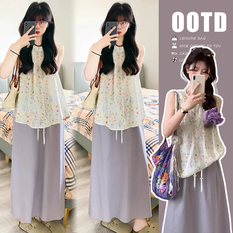 孕妇装2025夏爆款高级洋气减龄甜美碎花上衣半身裙孕妇连衣裙套装